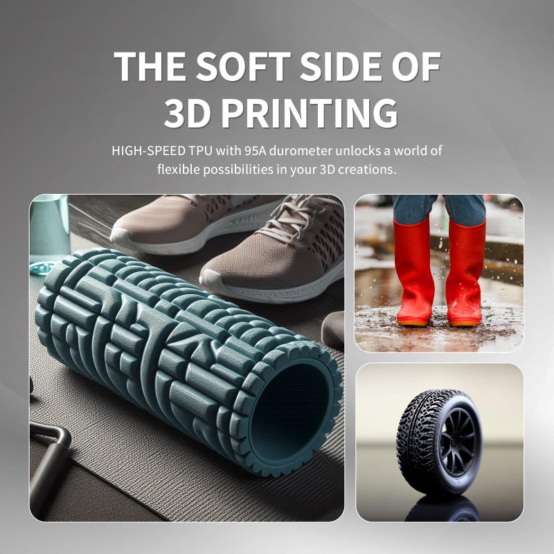 OVERTURE TPU High Speed Filament 1.75mm Flexible Roll, 95A Soft 3D Printer Filament, 1kg Spool (2.2 lbs), Fit Most FDM Printer (HS TPU Transparent) - Image 4